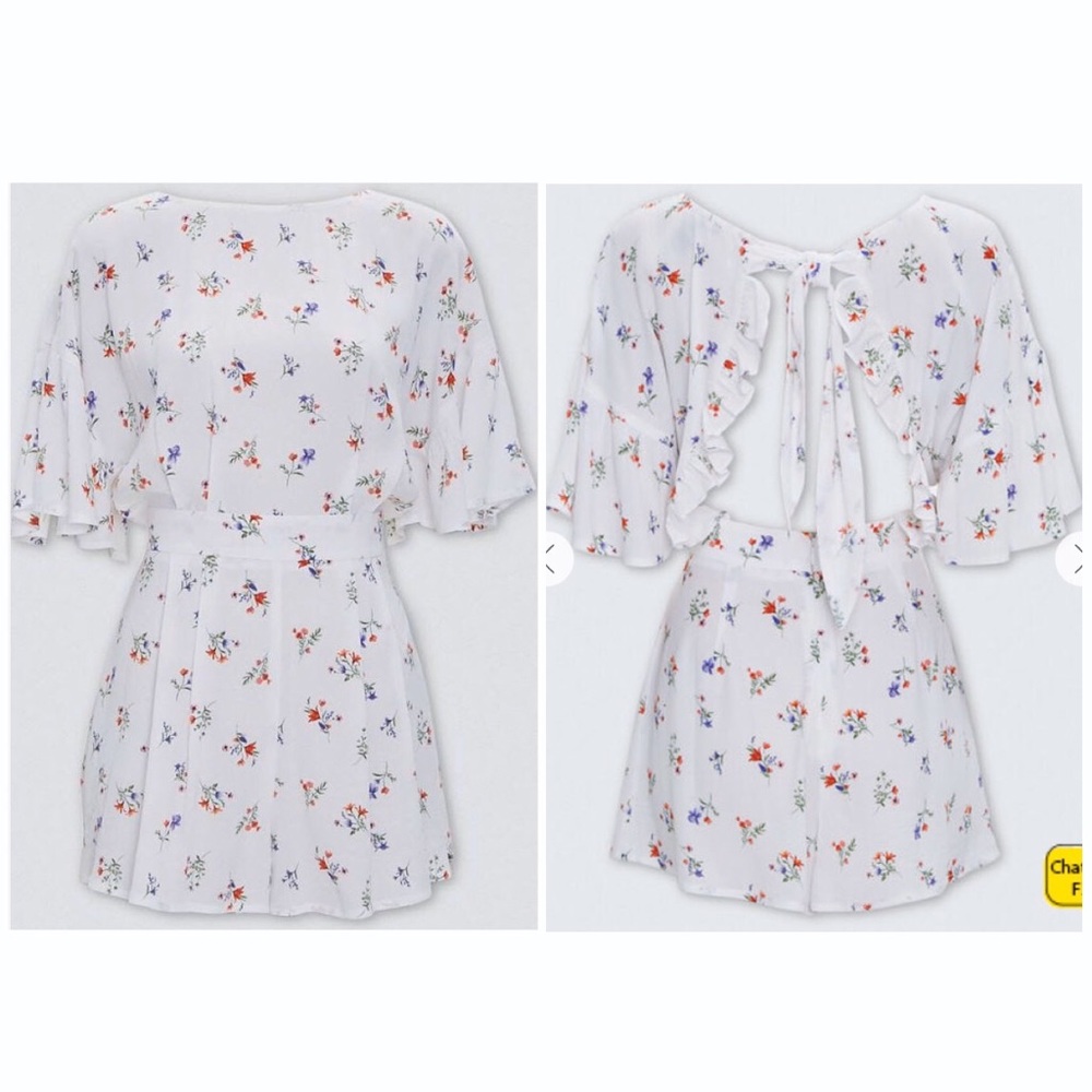 Forever 21 Floral Back Tie Romper